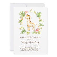 Tropical Watercolor Giraffe Safari Kindergeburtsta