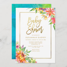 Tropical Watercolor GOLD Calligraphy Kinderdusche
