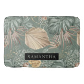 Tropical Watercolor Gold & Green Blätter Muster Badematte (Vorderseite)