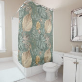 Tropical Watercolor Gold & Green Blätter Muster Duschvorhang (Beispiel)
