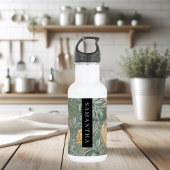 Tropical Watercolor Gold & Green Blätter Muster Edelstahlflasche
