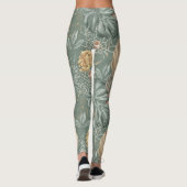 Tropical Watercolor Gold & Green Blätter Muster Leggings (Rückseite)
