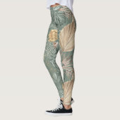 Tropical Watercolor Gold & Green Blätter Muster Leggings (Links)
