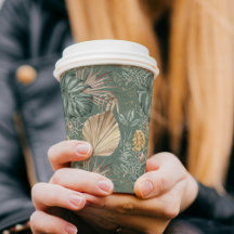 Tropical Watercolor Gold & Green Blätter Muster