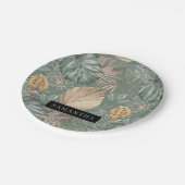 Tropical Watercolor Gold & Green Blätter Muster Pappteller (Schrägansicht)