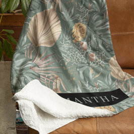 Tropical Watercolor Gold & Green Blätter Muster Sherpadecke