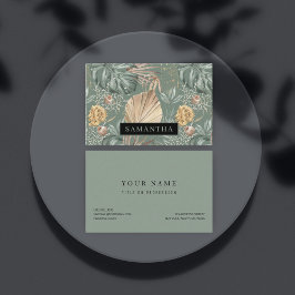 Tropical Watercolor Gold & Green Blätter Muster Visitenkarte