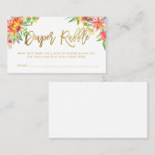 Tropical Watercolor Gold Script Diaper Raffelkarte Visitenkarte (Vorne/Hinten)