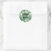 Tropical Watercolor Green Leaves Quote Runder Aufkleber (Tasche)