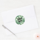 Tropical Watercolor Green Leaves Quote Runder Aufkleber (Umschlag)