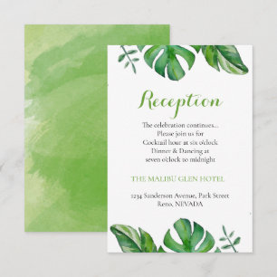 Tropical Watercolor Green Monstera Blätter Begleitkarte