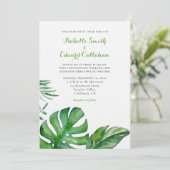 Tropical Watercolor Green Monstera Blätter Hochzei Einladung (Stehend Vorderseite)
