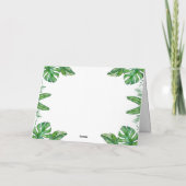 Tropical Watercolor Green Monstera Blätter Rahmen Dankeskarte (Rückseite)