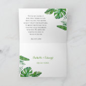 Tropical Watercolor Green Monstera Blätter Rahmen Dankeskarte (Innenseite)