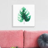 Tropical Watercolor Green Monstera Illustration Leinwanddruck (Insitu (Wohnzimmer))