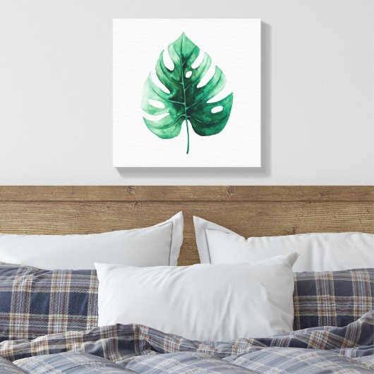 Tropical Watercolor Green Monstera Illustration Leinwanddruck (Insitu (Schlafzimmer))