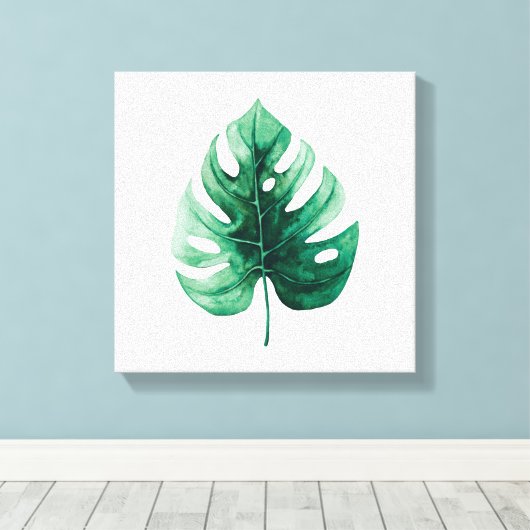 Tropical Watercolor Green Monstera Illustration Leinwanddruck (Insitu (Holzboden))