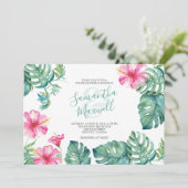 Tropical Watercolor Hibiskus Blume Paare Dusche (Stehend Vorderseite)