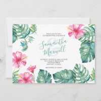 Tropical Watercolor Hibiskus Blume Paare Dusche