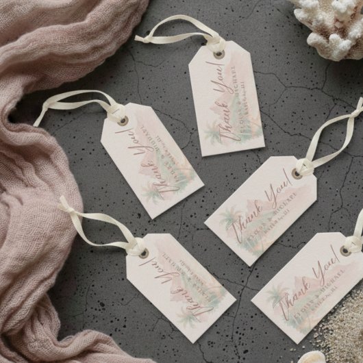 Tropical Watercolor Island Beach Wedding Geschenkanhänger