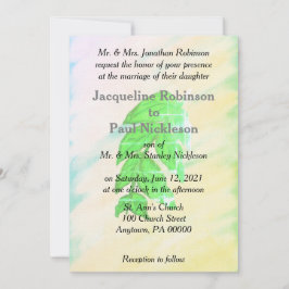 Tropical Watercolor Leaf Wedding Suite Einladung