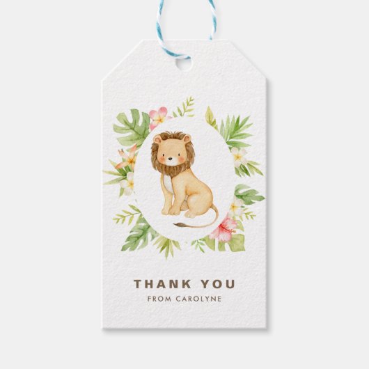 Tropical Watercolor Lion Summer Vielen Dank Geschenkanhänger (Vorderseite)