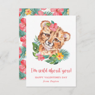 Tropical Watercolor Lion Wild über Ihr Valentine Mitteilungskarte