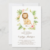 Tropical Watercolor Löwe Summer Baby Dusche Einladung (Vorderseite)