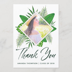 Tropical Watercolor Luau Abschluss Vielen Dank Ankündigung
