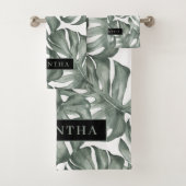 Tropical Watercolor Modern Oasis Leaves Badhandtuch Set (Insitu)