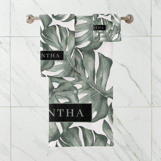 Tropical Watercolor Modern Oasis Leaves Badhandtuch Set