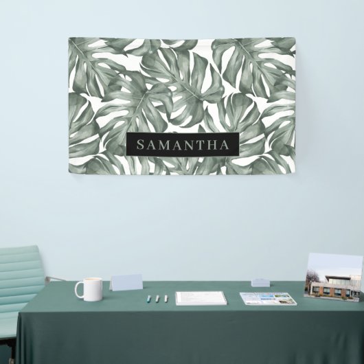 Tropical Watercolor Modern Oasis Leaves Banner (Messeveranstaltung)