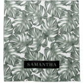 Tropical Watercolor Modern Oasis Leaves Duschvorhang (Vorderseite)