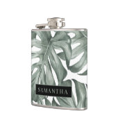 Tropical Watercolor Modern Oasis Leaves Flachmann (Links)