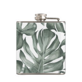 Tropical Watercolor Modern Oasis Leaves Flachmann (Rückseite)