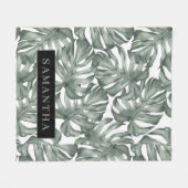 Tropical Watercolor Modern Oasis Leaves Fleecedecke (Vorderseite (Horizontal))