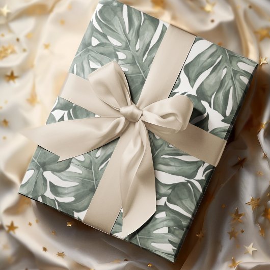 Tropical Watercolor Modern Oasis Leaves Geschenkpapier