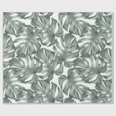 Tropical Watercolor Modern Oasis Leaves Geschenkpapier (Flach)
