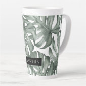 Tropical Watercolor Modern Oasis Leaves Milchtasse (Rechte Ecke)