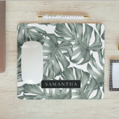 Tropical Watercolor Modern Oasis Leaves Mousepad