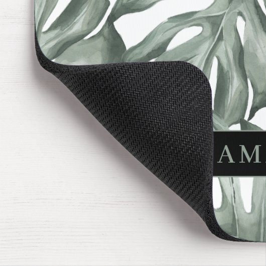 Tropical Watercolor Modern Oasis Leaves Mousepad (Ecke)