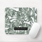 Tropical Watercolor Modern Oasis Leaves Mousepad (Mit Mouse)