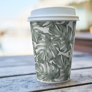 Tropical Watercolor Modern Oasis Leaves Pappbecher