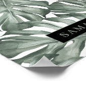 Tropical Watercolor Modern Oasis Leaves Poster (Ecke)