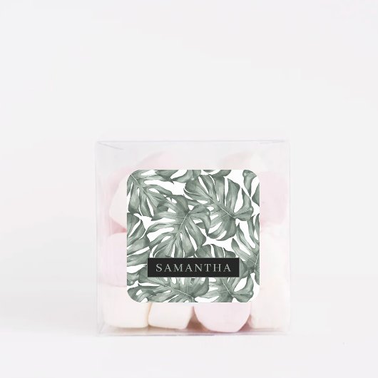 Tropical Watercolor Modern Oasis Leaves Quadratischer Aufkleber