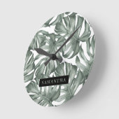 Tropical Watercolor Modern Oasis Leaves Runde Wanduhr (Winkel)