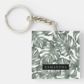 Tropical Watercolor Modern Oasis Leaves Schlüsselanhänger (Vorderseite)