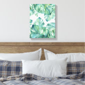Tropical Watercolor Monstera Palm Blätter Leinwanddruck (Insitu (Schlafzimmer))