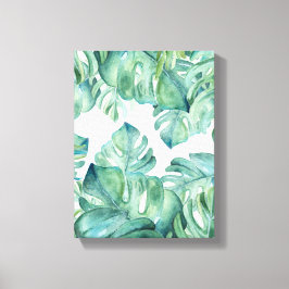 Tropical Watercolor Monstera Palm Blätter Leinwanddruck