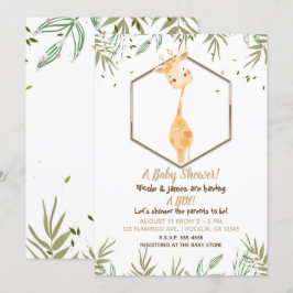 Tropical Watercolor Niedlich Giraffe Boys Babydusc Einladung